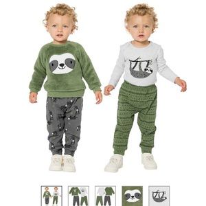 Adorable sloth 4 piece infant set
